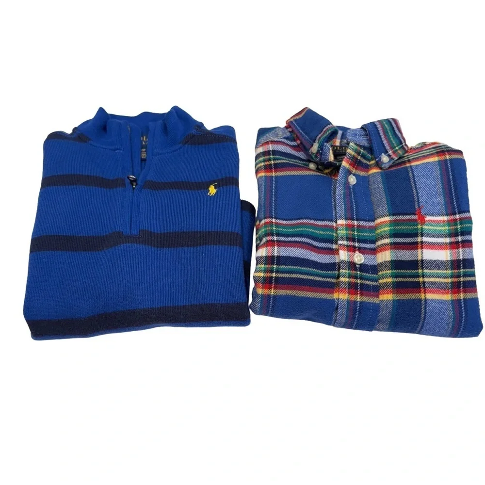 Ralph Lauren Boys 1/4 Zip Sweater & Plaid Shirt Sz 3/3T